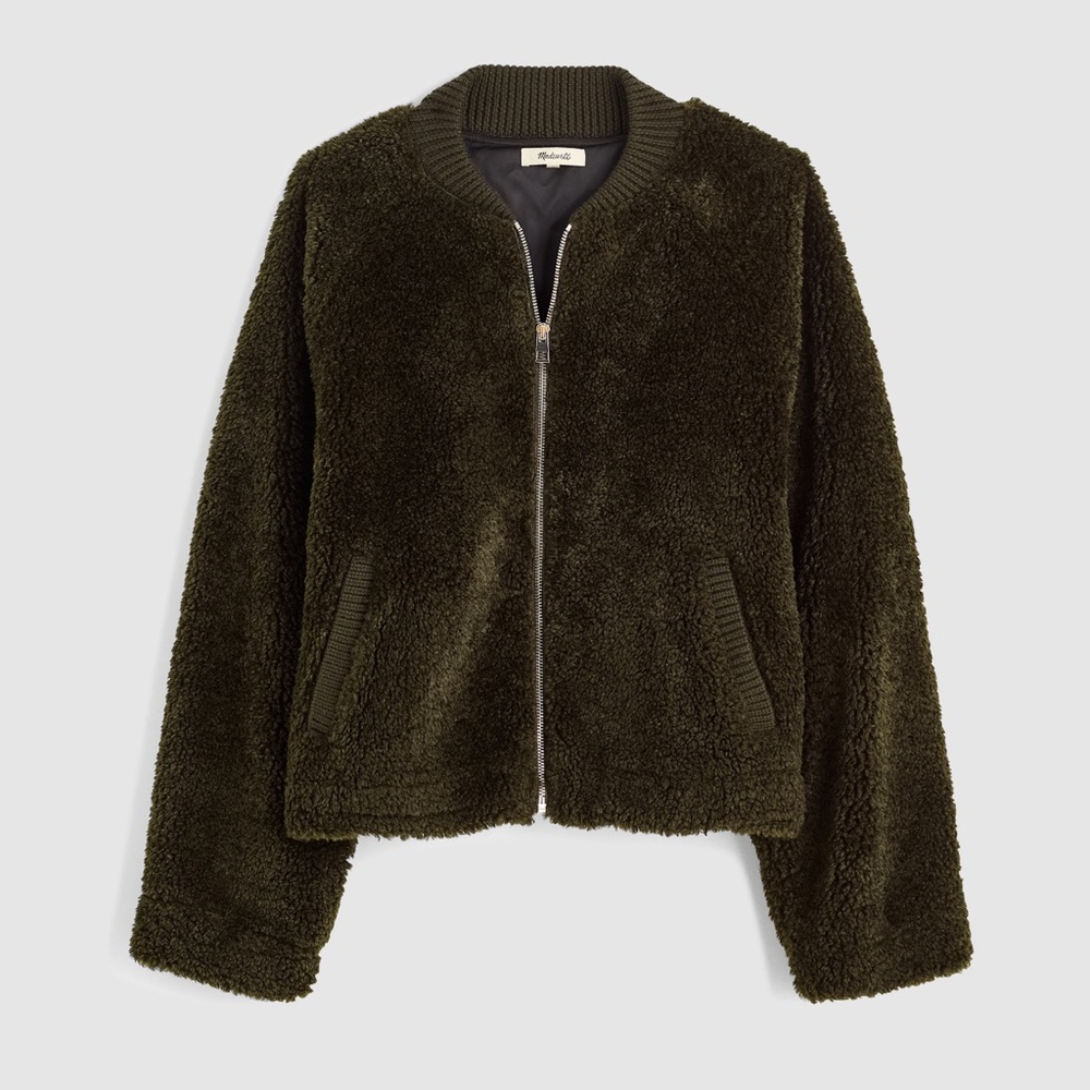 Madewell olive sherpa jacket size xs like new